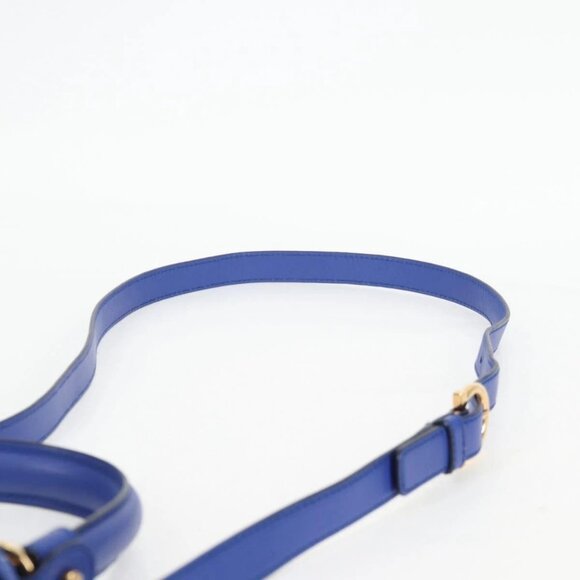 Salvatore Ferragamo Gancini Hand Bag Wicker 2way Blue Gold Auth 135631V - Picture 11 of 16